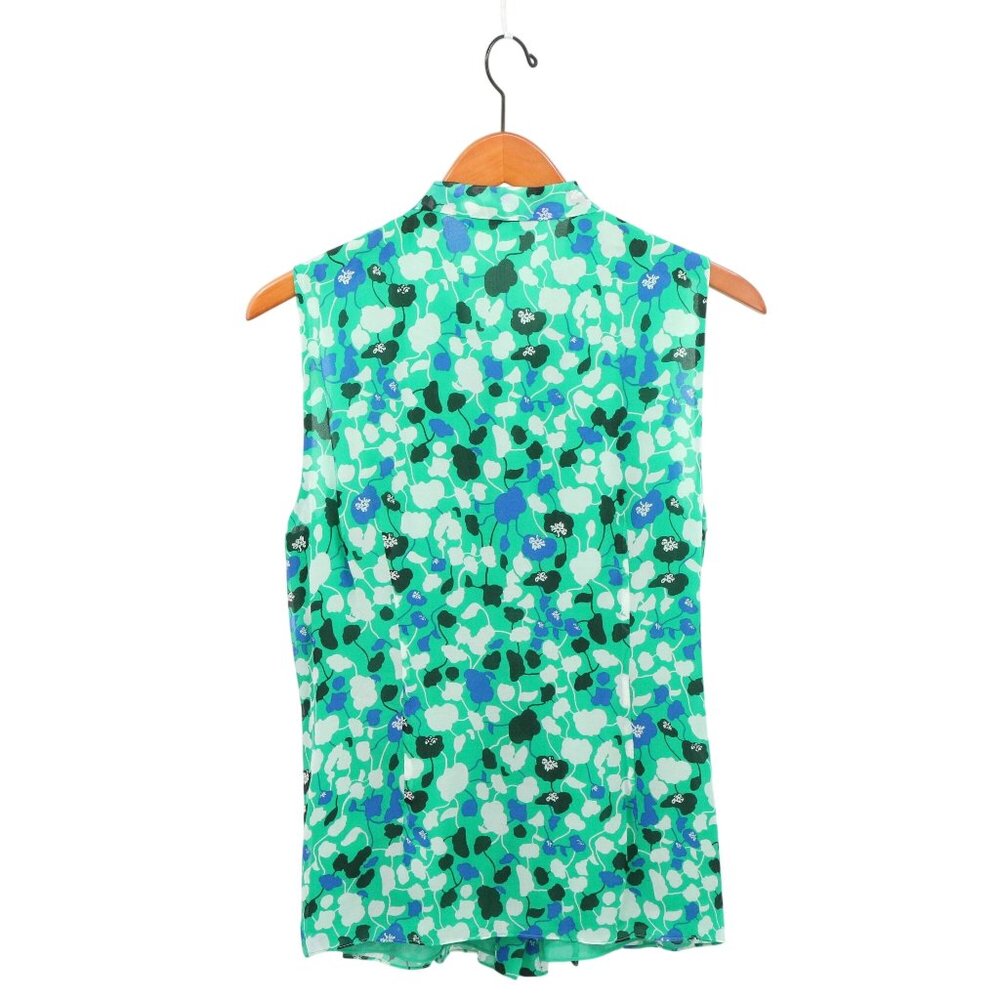 Diane Von Furstenberg Aidan Sleeveless Silk Tie Neck DVF Blouse Top 12 - Picture 3 of 3